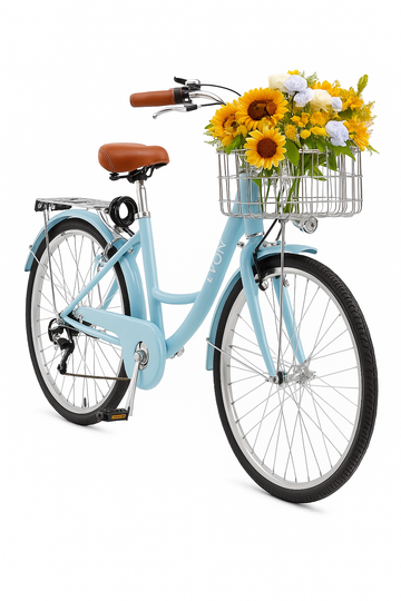 Vintage Damen-Citybike 26" mit Frontkorb Blumen